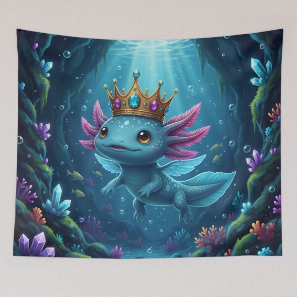 Item preview, The Little King of the Abyss Cute Axolotl Fantasy designed and sold by JanRizz.