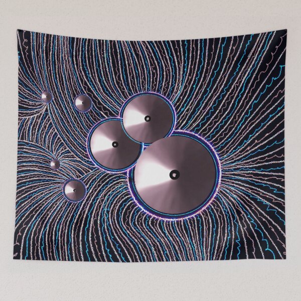 Item preview, Sequintessential Satin Pink - Dramatic Abstract Design - Sequins and Embroidery designed and sold by Lycanth.