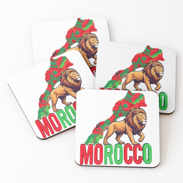 Item preview, Moroccan Atlas Lion - Map of Morocco Flag Colors Art designed and sold by SakinaMood.