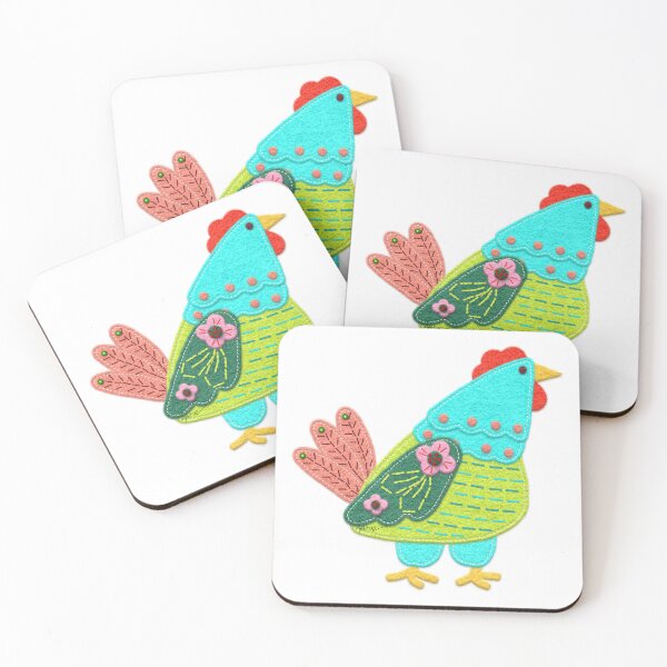 Item preview, Chicken Cutie Aqua and Peridot Pink Flower Felt Look designed and sold by CheriesArt.