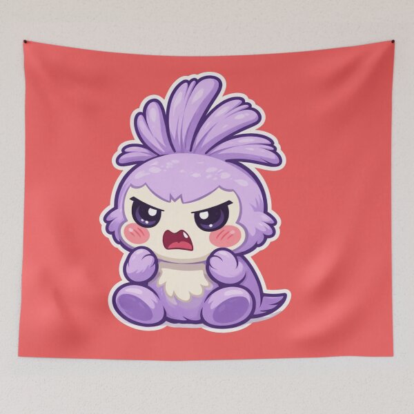 Item preview, Angry Wobblet Sticker – Cute Grumpy Purple Mascot designed and sold by TroyTheTerrific.