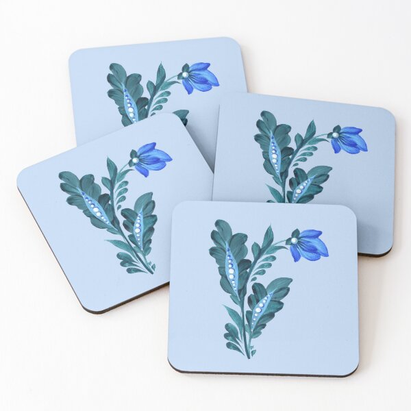 Item preview, Blue-green flower branch, Ukraine art, Petrykivka style, author's drawing, Christmas art designed and sold by Sunflower-7.