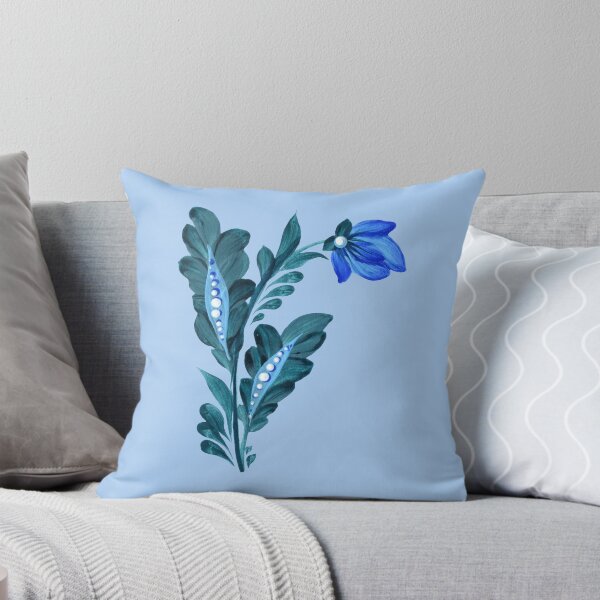 Item preview, Blue-green flower branch, Ukraine art, Petrykivka style, author's drawing, Christmas art designed and sold by Sunflower-7.