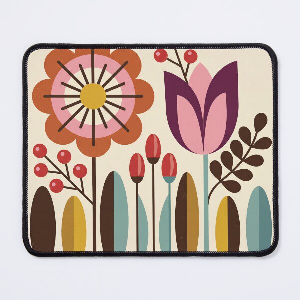Item preview, Estampado floral de arte popular escandinavo moderno de mediados de siglo designed and sold by DenBox.