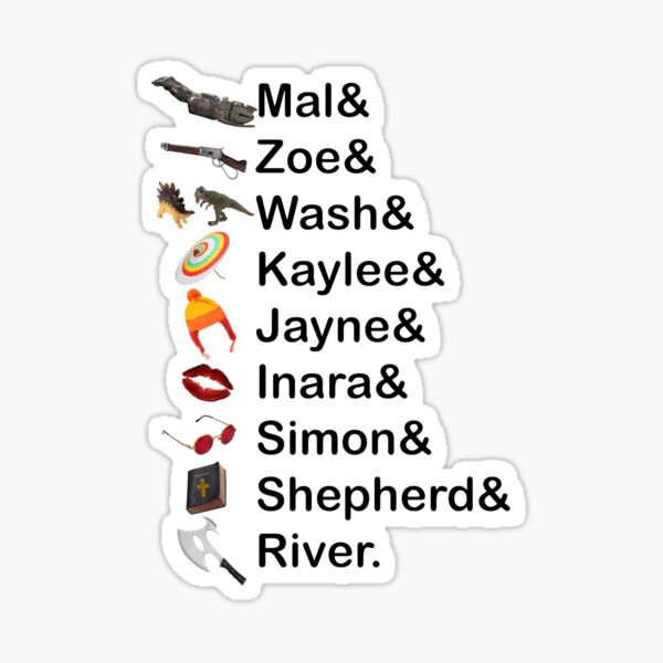 firefly-names-sticker-for-sale-by-giantsquid1-redbubble