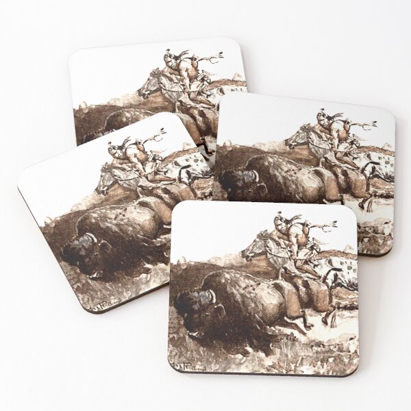 Item preview, Indian Rider Hunting Buffalo American Frontier Painting designed and sold by YuckyCat.