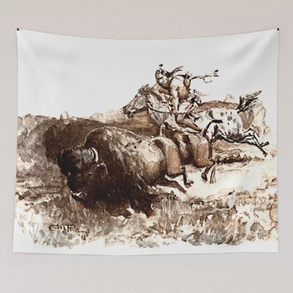 Item preview, Indian Rider Hunting Buffalo American Frontier Painting designed and sold by YuckyCat.