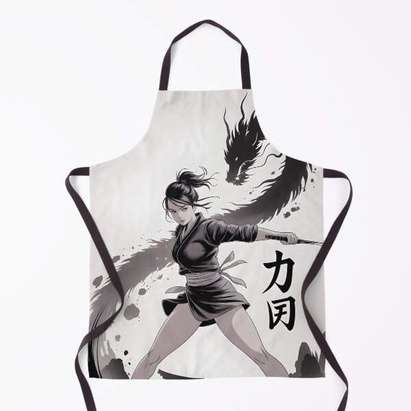 Item preview, Girl Warrior Dragon Anime Japanese Korean Mythological Ink Sumi-E Desing designed and sold by blacksealstudio.
