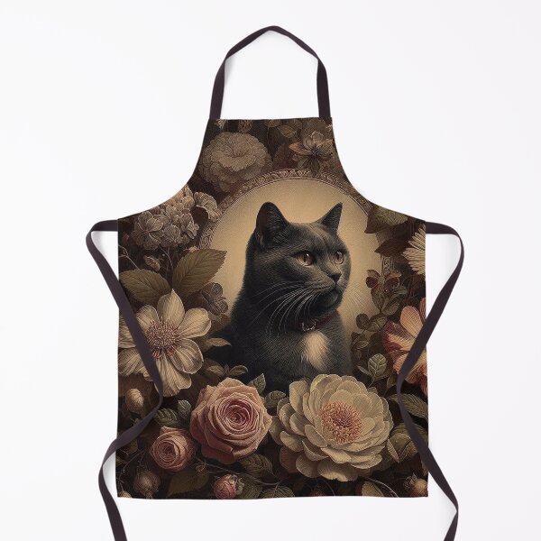 Item preview, Victorian Inspired Cat Art | Dark Aesthetic Cat and Florals designed and sold by Nicole-Cherie.