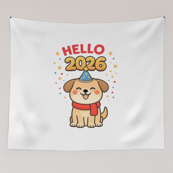 Item preview, Hello 2026 Cute Dog – Happy New Year Dog Illustration | Festive Pet Art designed and sold by StyleLap.