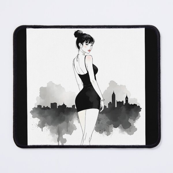 Item preview, K pop Anime girl Sumi-E Japanese Korean Ink Desing designed and sold by blacksealstudio.