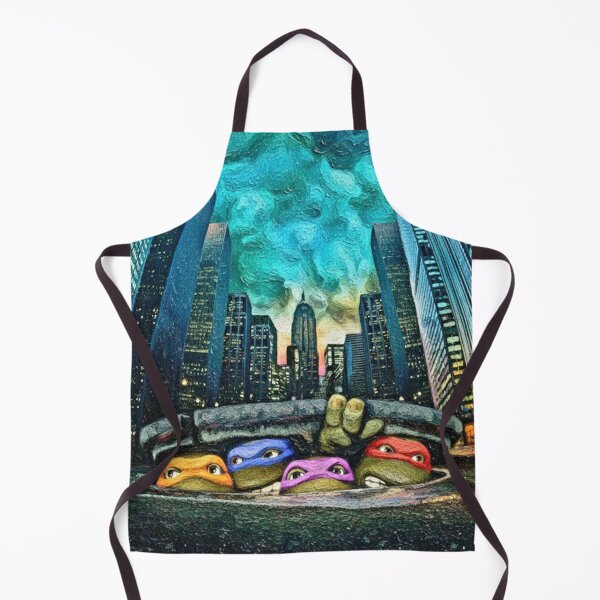 Item preview, Four Turtle Heroes City Skyline Art | Sewer Grate Abstract Painting | Blue Green Expressionist Sky designed and sold by Art's Diner.