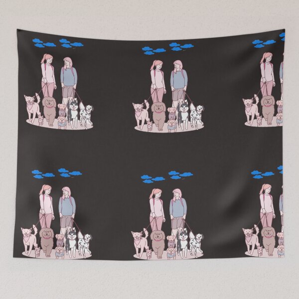 Item preview, Two Women Walking Multiple Happy Dogs designed and sold by HorizonsHaven01.