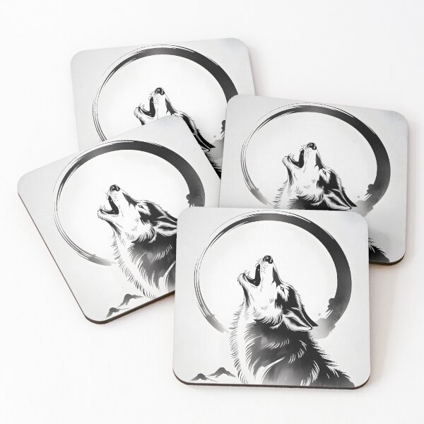 Item preview, Wolf Anime Japanese Korean Mythological Ink Sumi-E Desing designed and sold by blacksealstudio.