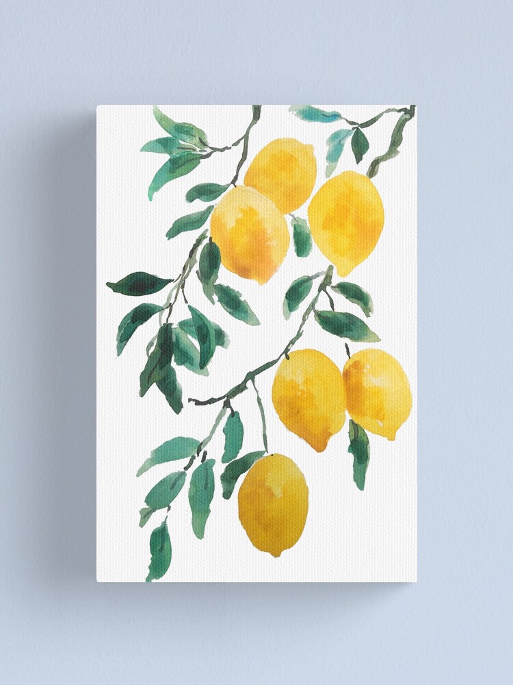 Alternate view of yellow lemon watercolor Canvas Print