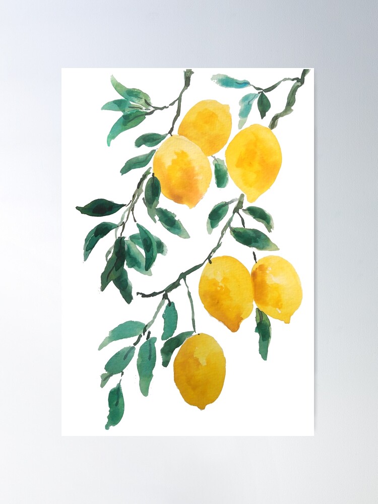 Thumbnail 1 von 3, Poster, handgemaltes gelbes Zitronenaquarell designt und verkauft von ColorandColor.