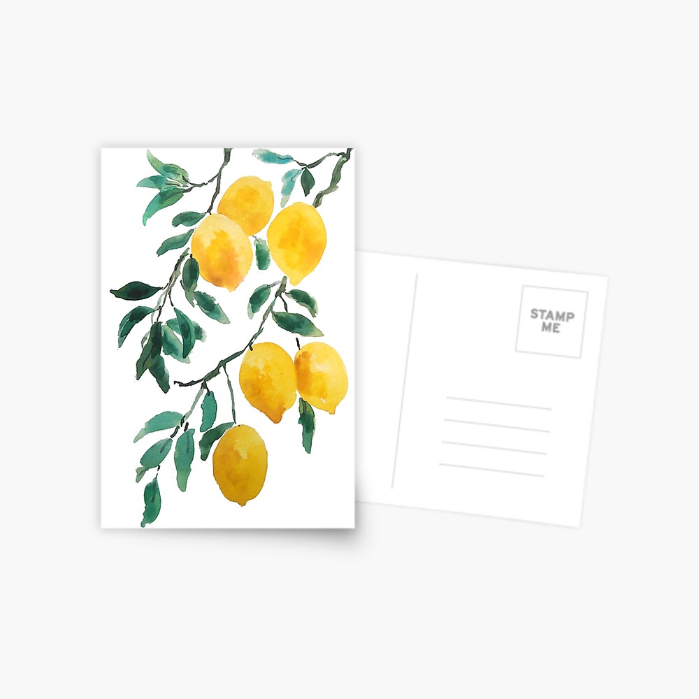 yellow lemon watercolor  Postcard