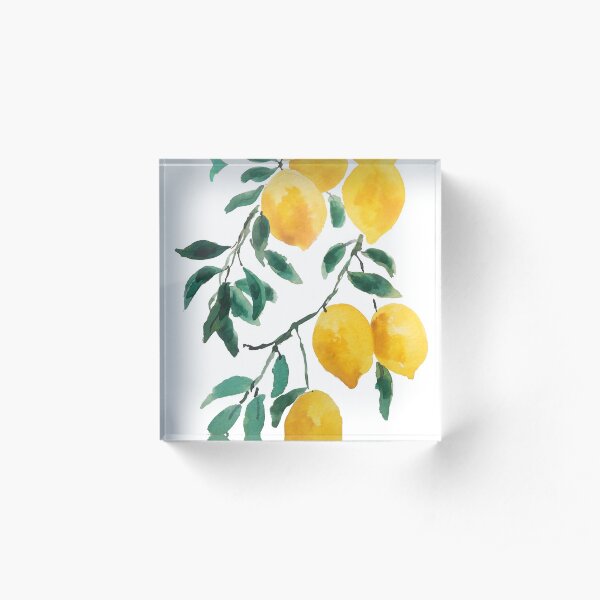 yellow lemon watercolor Acrylic Block