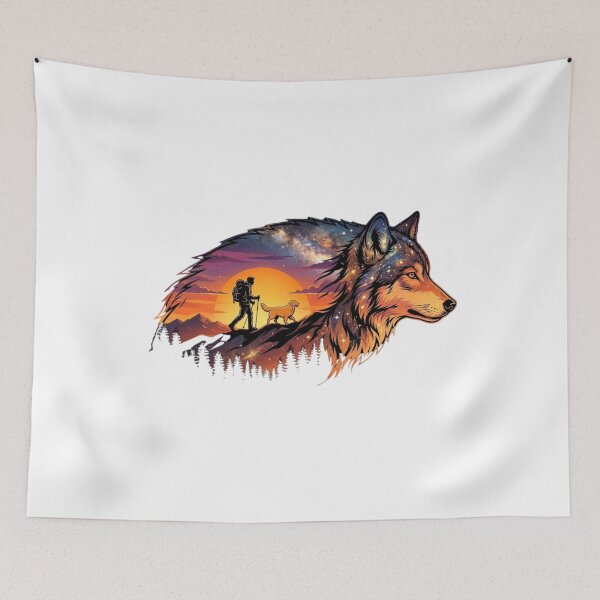 Item preview, Cosmic Wolf Hiking Adventure Art designed and sold by Innova_Creations.