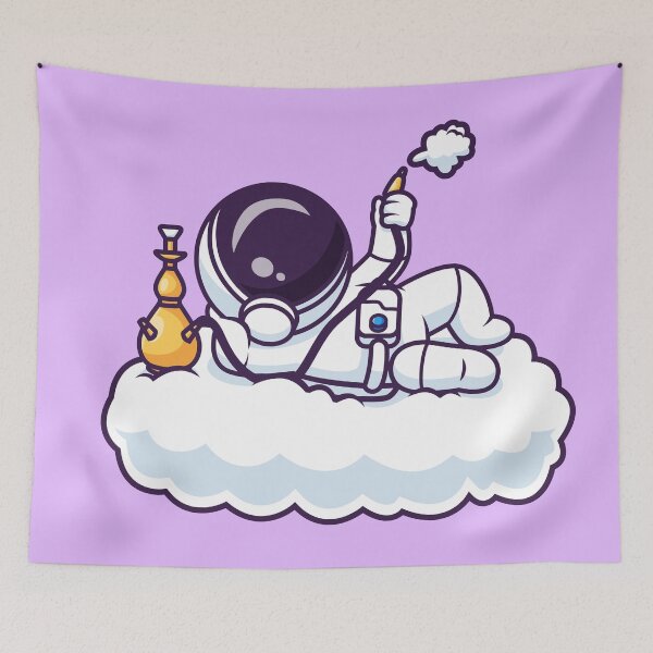 Item preview, Cute Astronaut Lying on Cloud with Hookah – Cartoon Vector Icon Illustration (Science & Technology Theme) designed and sold by hjian8219.