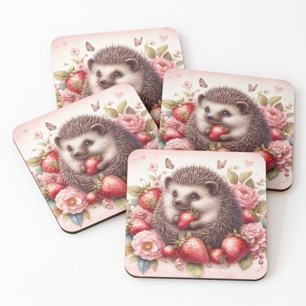 Item preview, Adorable Whimsical Hedgehog Holding A Strawberry designed and sold by Nicole-Cherie.
