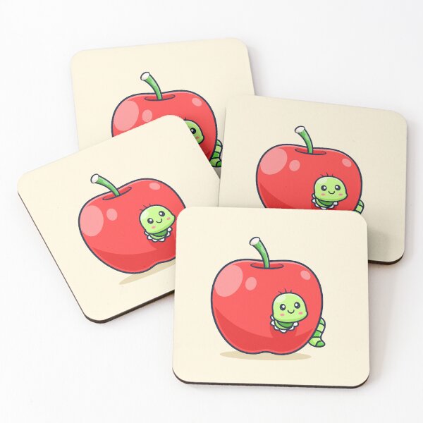Item preview, Cute Caterpillar Eating Apple – Cartoon Vector Icon Illustration (Fruit & Animal Theme) designed and sold by hjian8219.