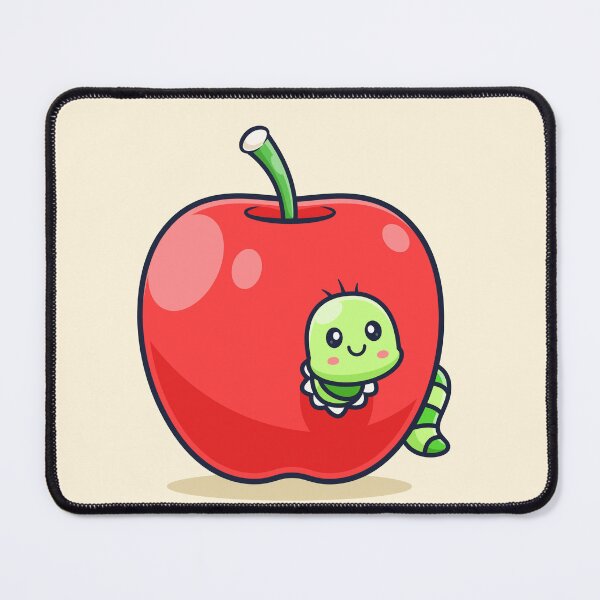 Item preview, Cute Caterpillar Eating Apple – Cartoon Vector Icon Illustration (Fruit & Animal Theme) designed and sold by hjian8219.