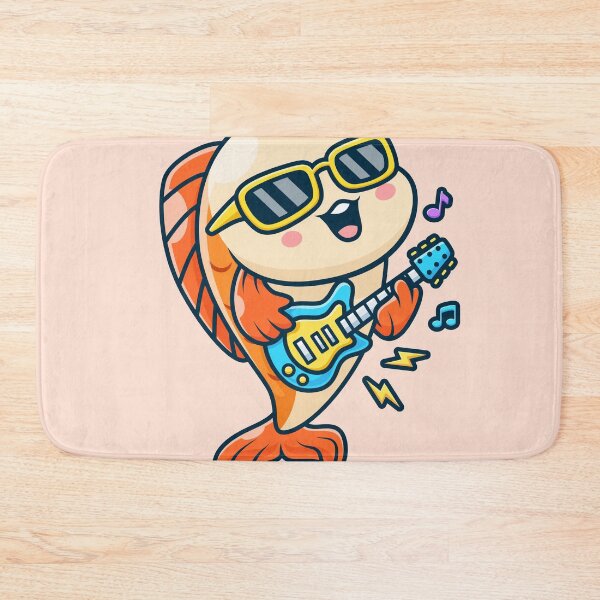Item preview, Cute Fish Playing Electric Guitar – Cartoon Vector Icon Illustration (Animal & Music Theme) designed and sold by hjian8219.