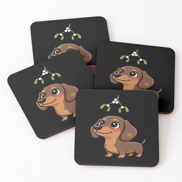 Item preview, Adorable dachshund standing under mistletoe designed and sold by KLSproduct.