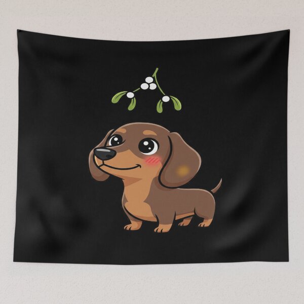 Item preview, Adorable dachshund standing under mistletoe designed and sold by KLSproduct.