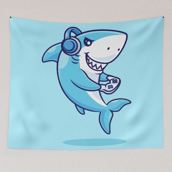 Item preview, Cute Shark Gaming – Cartoon Vector Icon Illustration (Animal & Technology Theme) designed and sold by hjian8219.