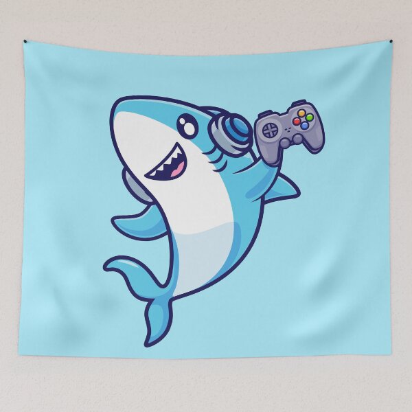 Item preview, Cute Shark Gaming – Cartoon Vector Icon Illustration (Animal & Technology Theme) designed and sold by hjian8219.