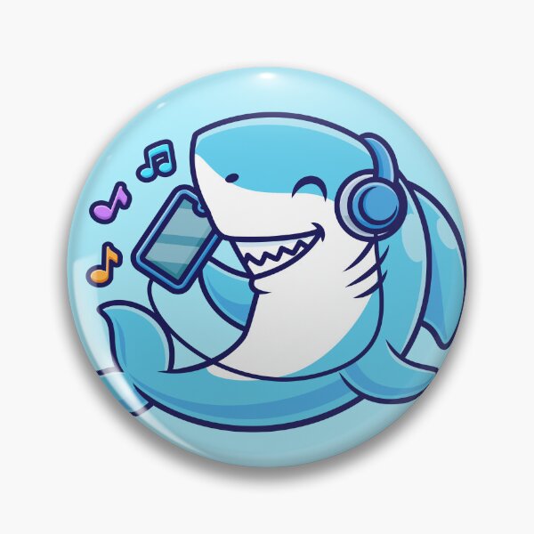 Item preview, Cute Shark Listening to Music with Headphones – Cartoon Vector Icon Illustration (Animal & Music Theme) designed and sold by hjian8219.