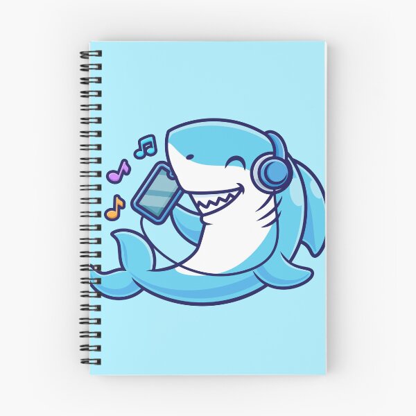Item preview, Cute Shark Listening to Music with Headphones – Cartoon Vector Icon Illustration (Animal & Music Theme) designed and sold by hjian8219.
