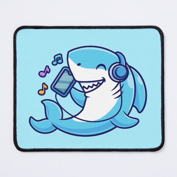 Item preview, Cute Shark Listening to Music with Headphones – Cartoon Vector Icon Illustration (Animal & Music Theme) designed and sold by hjian8219.