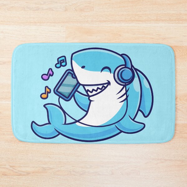 Item preview, Cute Shark Listening to Music with Headphones – Cartoon Vector Icon Illustration (Animal & Music Theme) designed and sold by hjian8219.