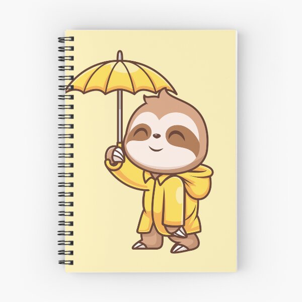 Item preview, Cute Sloth Wearing Raincoat with Umbrella – Cartoon Vector Icon Illustration (Animal & Nature Theme) designed and sold by hjian8219.