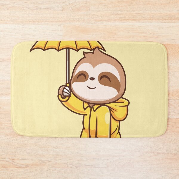 Item preview, Cute Sloth Wearing Raincoat with Umbrella – Cartoon Vector Icon Illustration (Animal & Nature Theme) designed and sold by hjian8219.