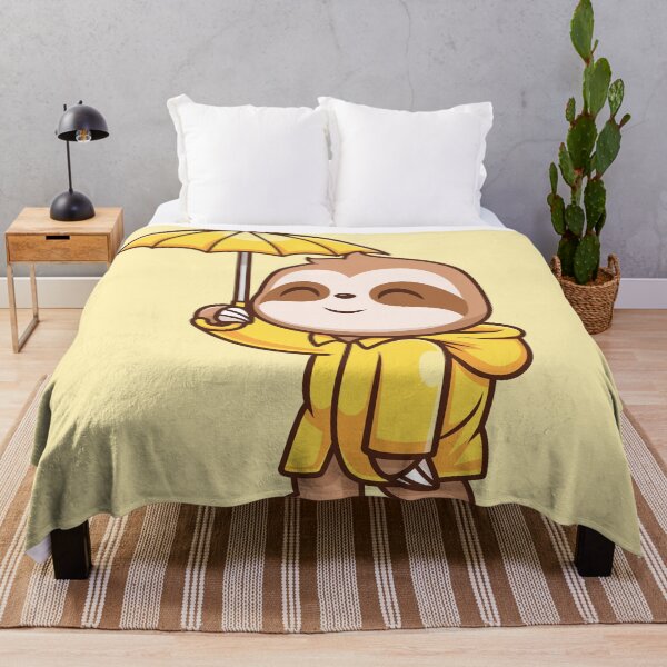 Item preview, Cute Sloth Wearing Raincoat with Umbrella – Cartoon Vector Icon Illustration (Animal & Nature Theme) designed and sold by hjian8219.