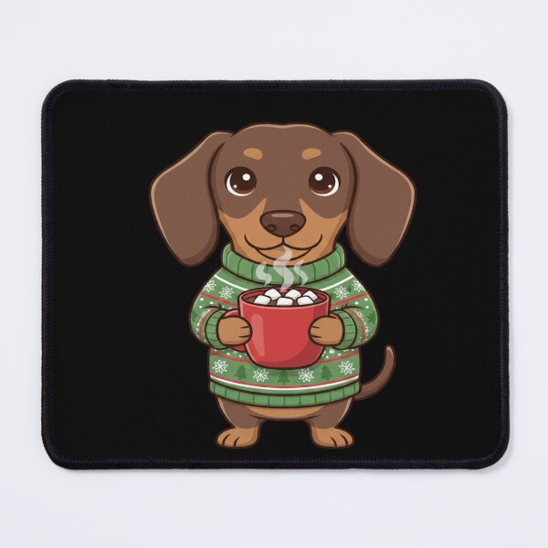 Item preview, Cute dachshund holding a warm mug of hot chocolate with marshmallows designed and sold by KLSproduct.