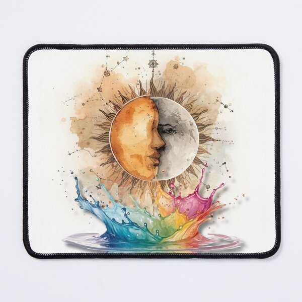 Item preview, boho sun and moon with colourful splash, earthy colors, celestial design designed and sold by tsintsinshop.