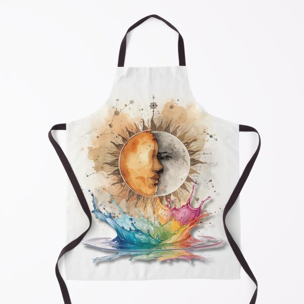 Item preview, boho sun and moon with colourful splash, earthy colors, celestial design designed and sold by tsintsinshop.