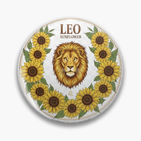 Item preview, Leo Zodiac Sign: Aesthetic Sunflower Wreath and Botanical Lion Head. Earthy Boho Design for Proud and Creative Souls. designed and sold by Studiocolors.