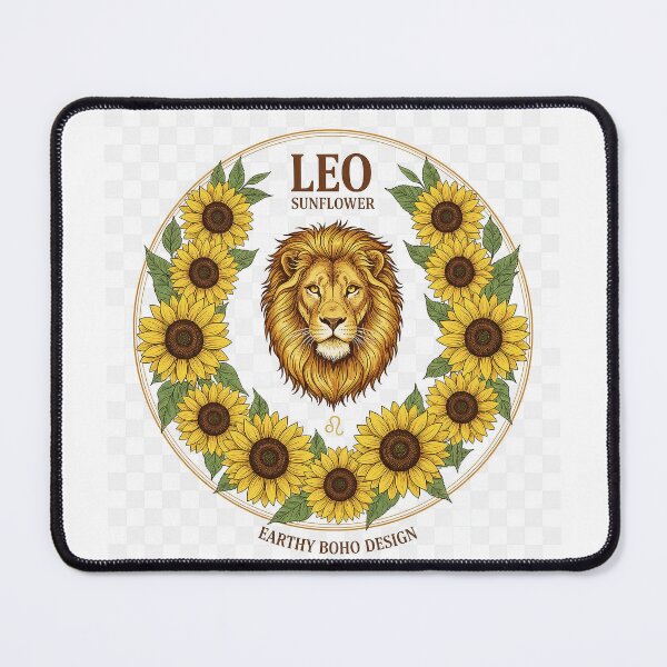 Item preview, Leo Zodiac Sign: Aesthetic Sunflower Wreath and Botanical Lion Head. Earthy Boho Design for Proud and Creative Souls. designed and sold by Studiocolors.