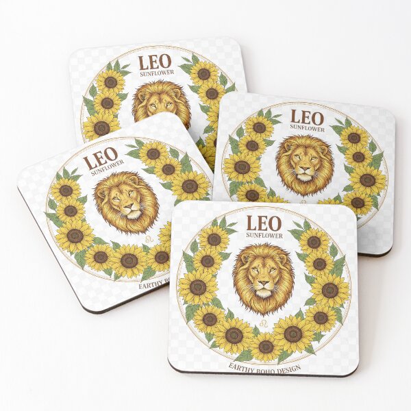 Item preview, Leo Zodiac Sign: Aesthetic Sunflower Wreath and Botanical Lion Head. Earthy Boho Design for Proud and Creative Souls. designed and sold by Studiocolors.