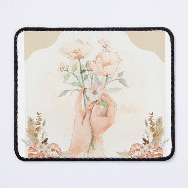 Item preview, one-line drawing of hands holding flowers, boho, elegant minimalist style designed and sold by tsintsinshop.