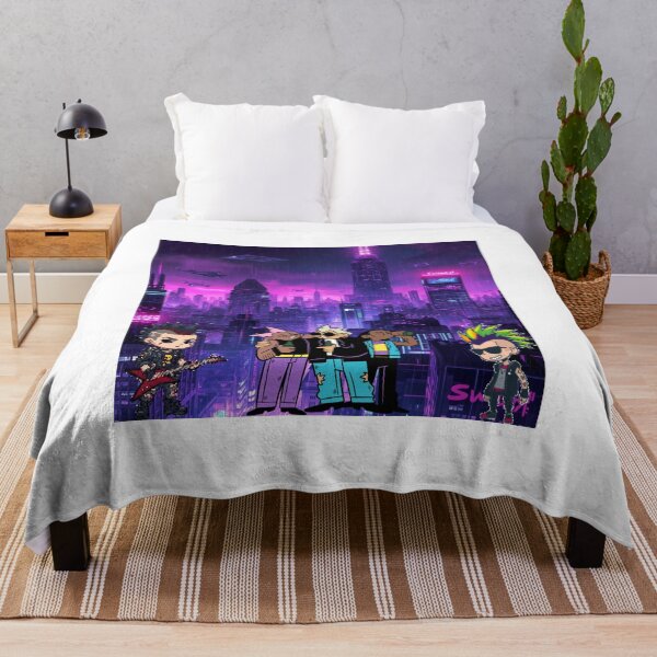 Item preview, cyberpunk neon city skyline, purple-blue lights, futuristic designed and sold by tsintsinshop.