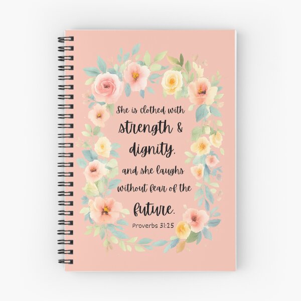 Item preview, She Is Clothed With Strength – Proverbs 31:25 Floral Christian Design designed and sold by HooptownRV.