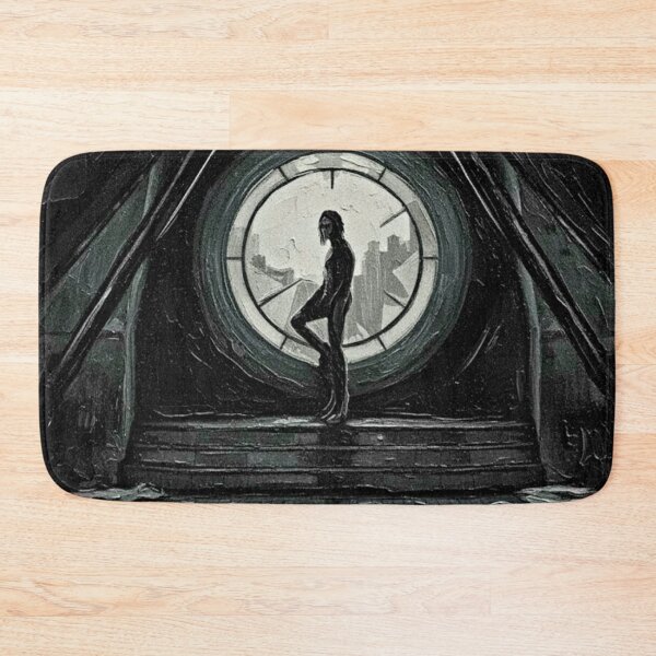 Item preview, Dark Hero Silhouette Circular Window Art | Gothic Revenge Dystopian Painting | Triangle Architecture designed and sold by Art's Diner.