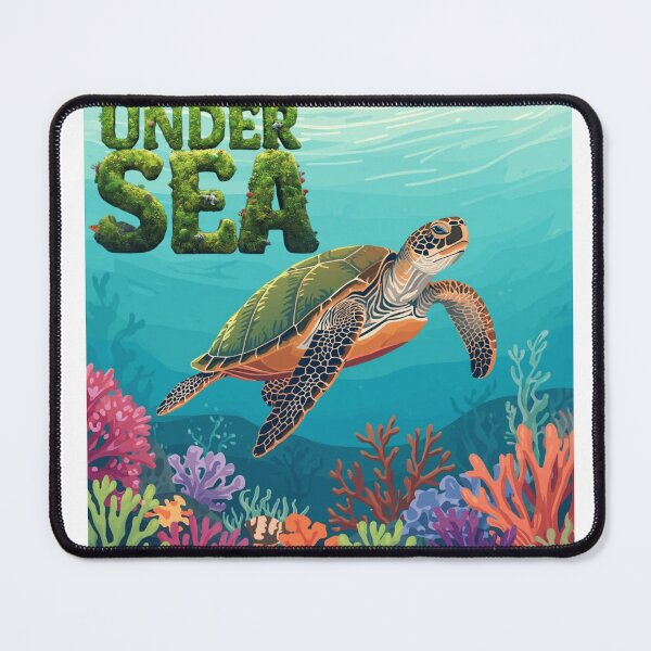 Item preview, ocean turtle swimming with coral elements, clean designed and sold by tsintsinshop.